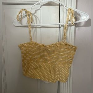 Zara yellow and white polka dot cropped tank new with tags